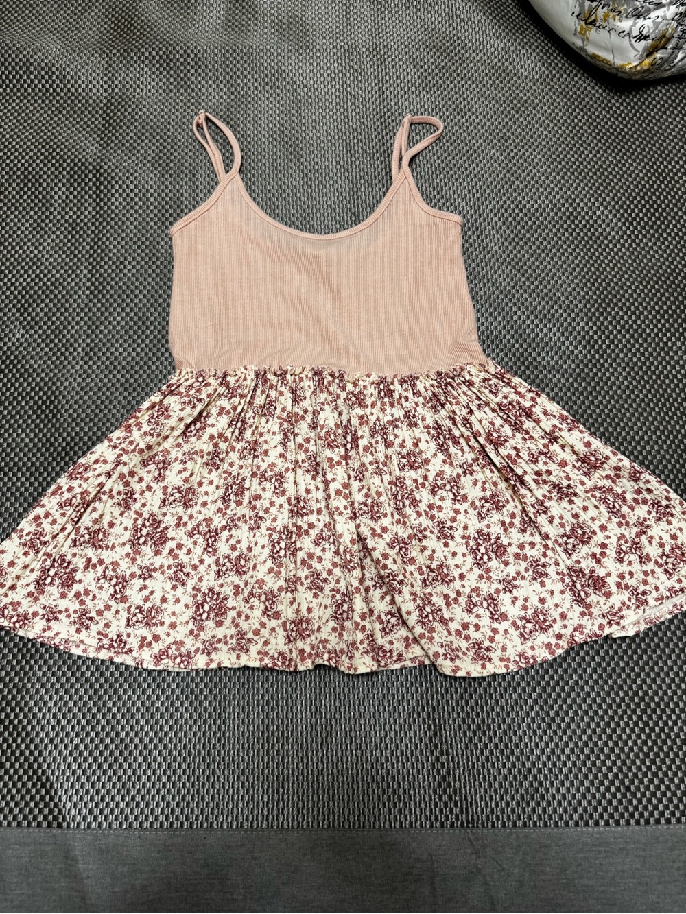 POL Pink Tank Top with Burgundy Floral Skirt